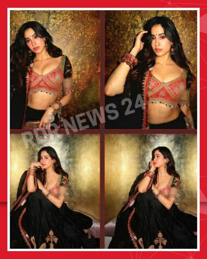 কালো ডিজাইনার লেহেঙ্গায় রাজকীয় লুকে অভিনেত্রী জাহ্নবী কাপুর